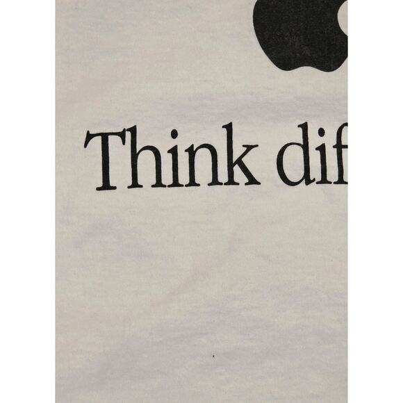 Vintage Apple Think Different T-Shirt 90s FOTL White Black Macintosh Mac Mens XL - Picture 7 of 7